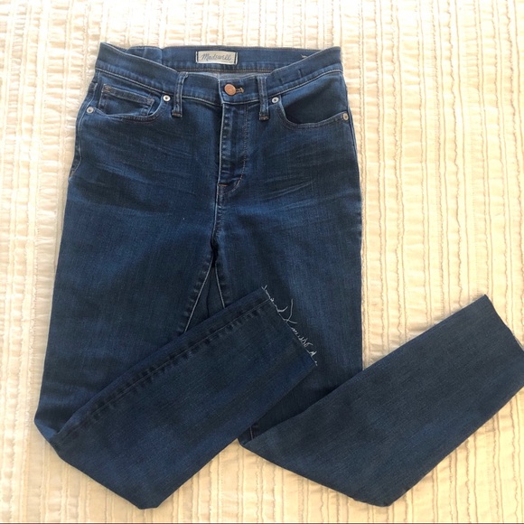 Madewell High Riser Skinny Jean Stretch Medium Wash Raw Hem - Picture 8 of 8